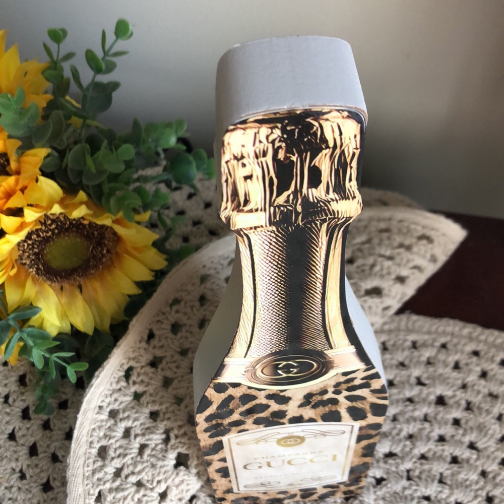 Gucci Gold and Black Leopard Champagne Bottle Wooden Home Decor - Picture 2 of 10